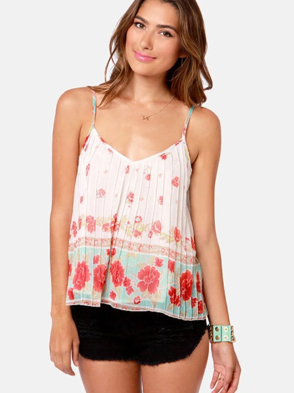 Billabong Dare To Sun Floral Tank Top Boho Festival Loose Flowy Gauze Small
